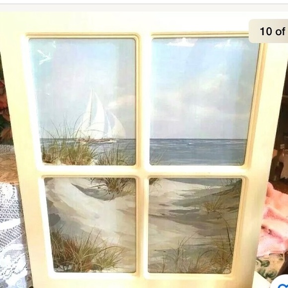 Wood Window Frame Wall Hanging Seashore Shabby - Picture 8 of 8